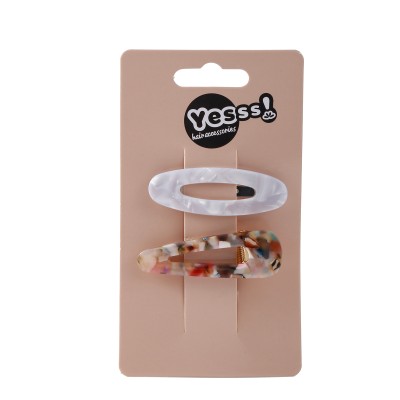 Yesss! Hairclips Pearl And Multicolour 2pcs