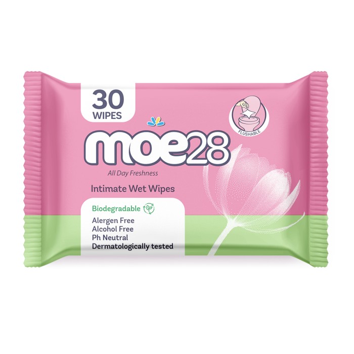 Moe28 Biodegradable Intimate Wet Vipes Βιοδιασπώμενα Υγρά Μαντηλάκια για την Ευαίσθητη Περιοχή 30pcs