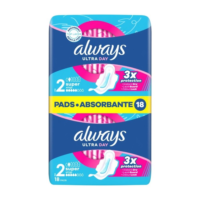 Always Ultra Day Super - Sanitary Towels  with Wings, 18pcs