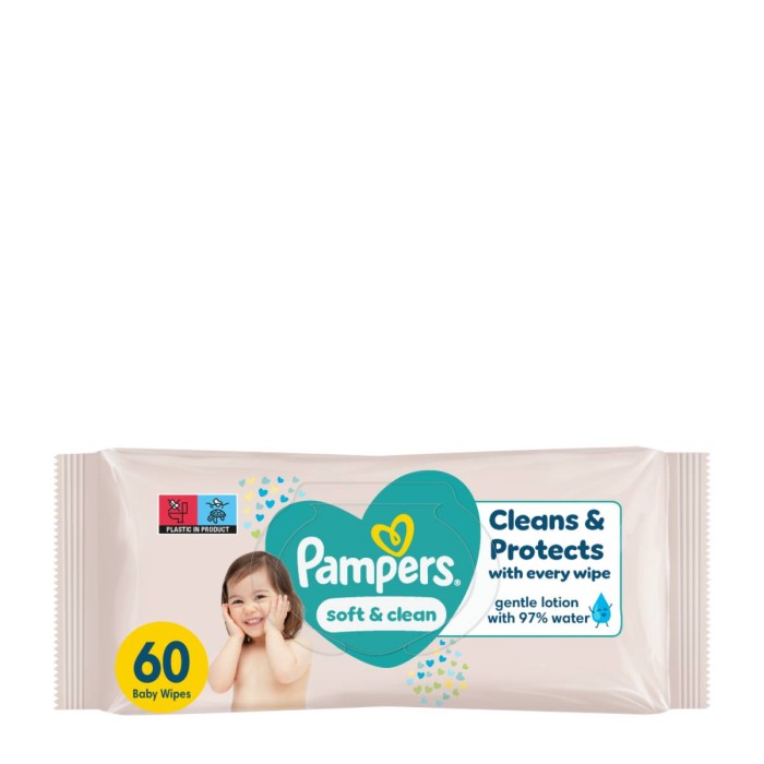 Pampers Soft & Clean Baby Wipes 60pcs