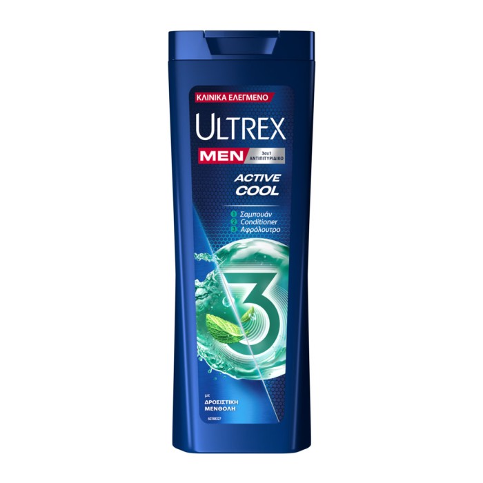 Ultrex Active Cool 3in1 Σαμπουάν Μαλλιών 360ml