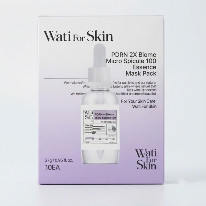 Wati For Skin PDRN 2X Biome Micro Spicule 100 Essence Mask Pack 10ea 27g