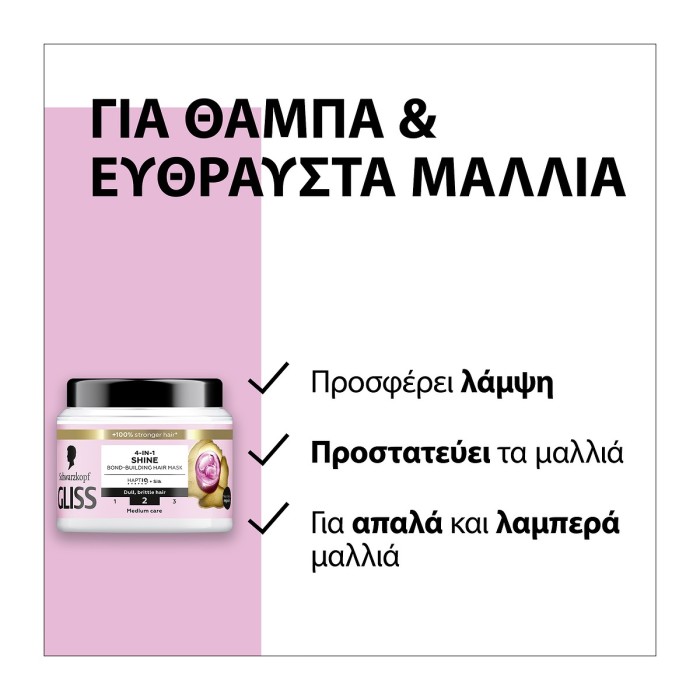 Schwarzkopf Gliss 4-In-1 Μάσκα  Μαλλιών Λάμψης - Shine Bond-Building  400ml