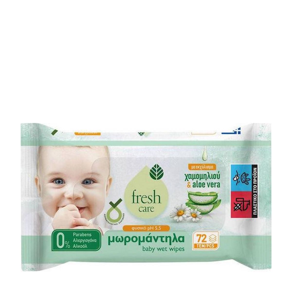 Fresh Care Baby Wipes with Chamomile & Aloe Extract 72pcs